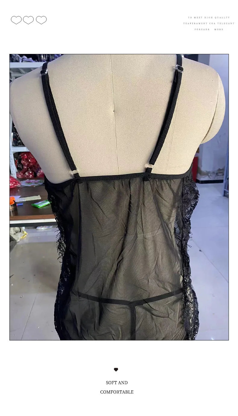 Large Size Sexy Nightdress Sex Suit Lace Perspective Fat Sexy Sex Underwear Sexy Lingerie Sex Tols for Girl Plus Size Lingerie