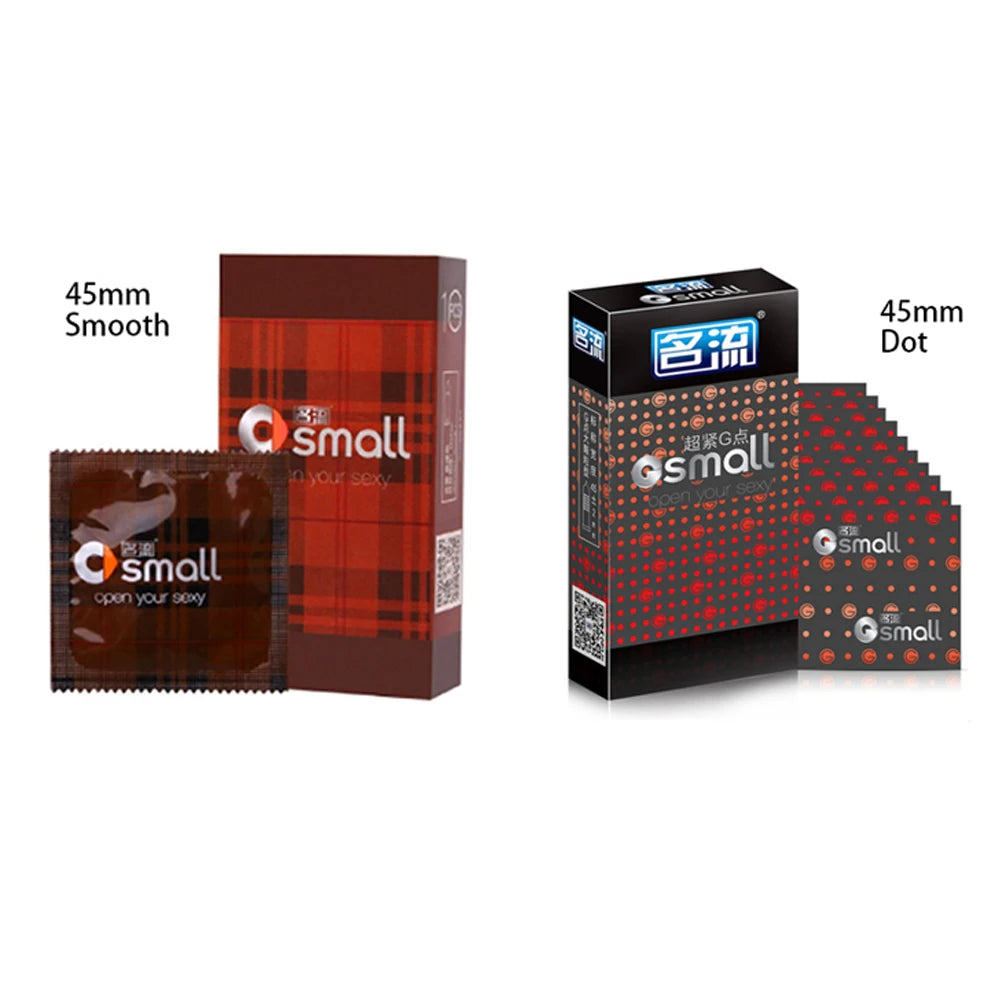 PERSONAGE 10 condones de látex de 45 mm, duraderos y fiables, de larga duración, pequeños, ultra lubricados, grandes, con aceite y punto
