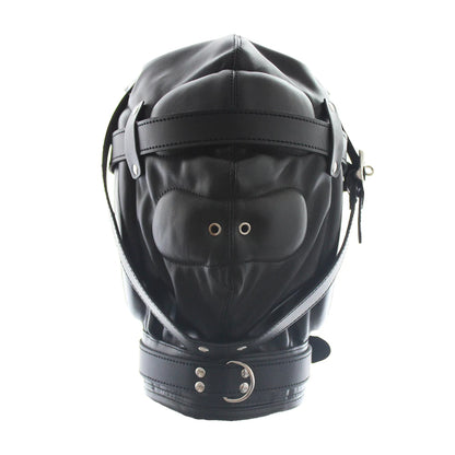 BDSM Bondage Full Hood Masks,Sensory Deprivation Gimp,SM Leather Padded Slave Role Play Hood With Breathing Hole,Couple Sex Toys
