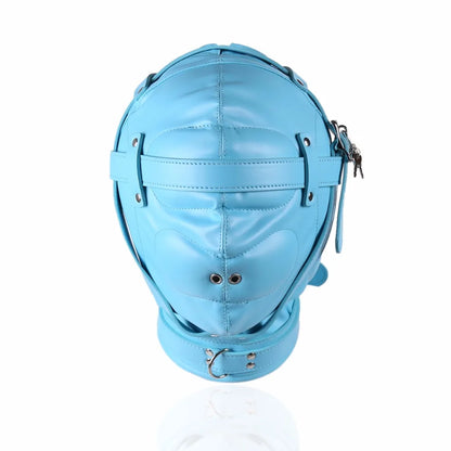 BDSM Bondage Full Hood Masks,Sensory Deprivation Gimp,SM Leather Padded Slave Role Play Hood With Breathing Hole,Couple Sex Toys