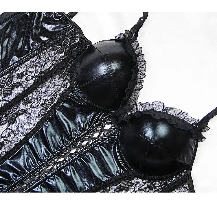 Women's Sexy Corset Lingerie Plus Size Hot Sexy Black Lace Bra Adjustable Straps Corset Top Female Slim Waist Bustier Corselet