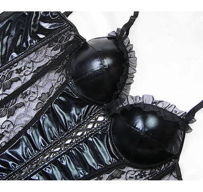 Women's Sexy Corset Lingerie Plus Size Hot Sexy Black Lace Bra Adjustable Straps Corset Top Female Slim Waist Bustier Corselet