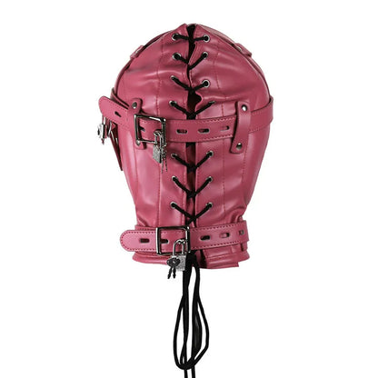 BDSM Bondage Full Hood Masks,Sensory Deprivation Gimp,SM Leather Padded Slave Role Play Hood With Breathing Hole,Couple Sex Toys