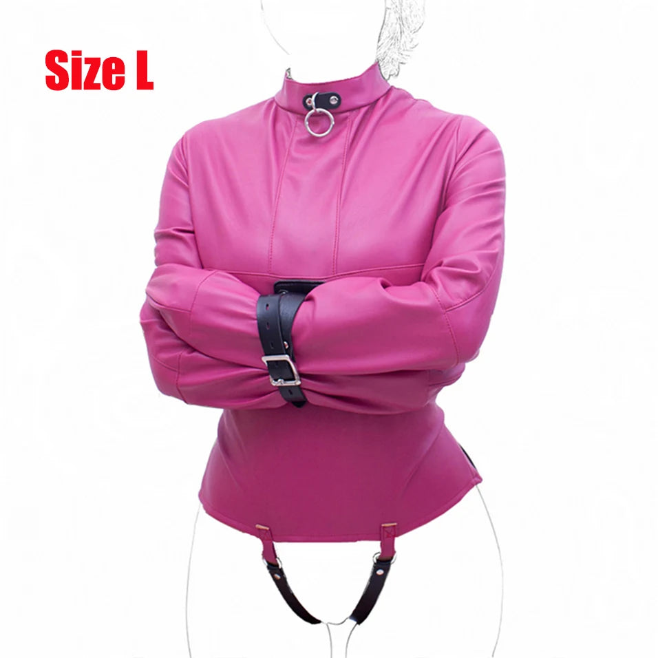 Camisa de fuerza de cuero para ataduras sexuales BDSM, disfraz sexy para cosplay, juguetes sexuales para mujeres