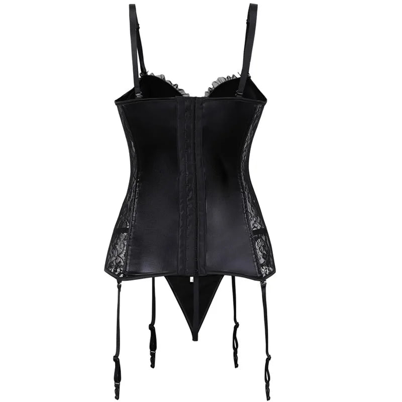 Women's Sexy Corset Lingerie Plus Size Hot Sexy Black Lace Bra Adjustable Straps Corset Top Female Slim Waist Bustier Corselet