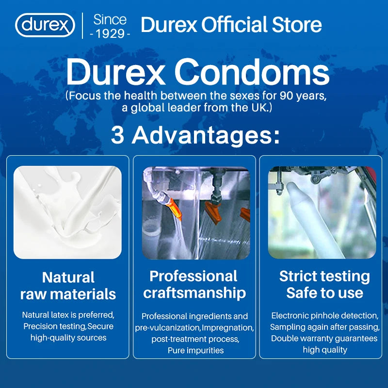 Durex Kondome Gemischte Packung Penishülle Intimartikel Naturlatex Glatt Gleitmittel für Erwachsene Kondome für Männer
