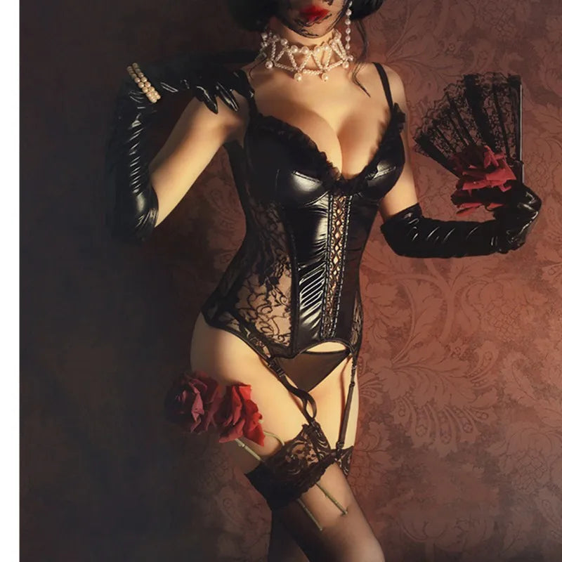 Women's Sexy Corset Lingerie Plus Size Hot Sexy Black Lace Bra Adjustable Straps Corset Top Female Slim Waist Bustier Corselet