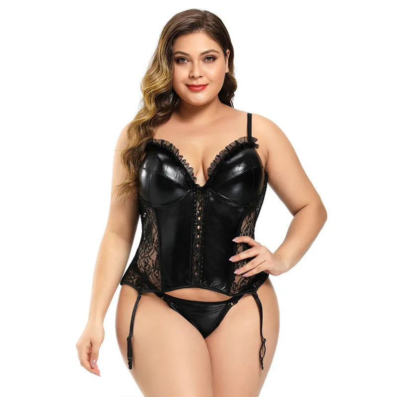 Women's Sexy Corset Lingerie Plus Size Hot Sexy Black Lace Bra Adjustable Straps Corset Top Female Slim Waist Bustier Corselet