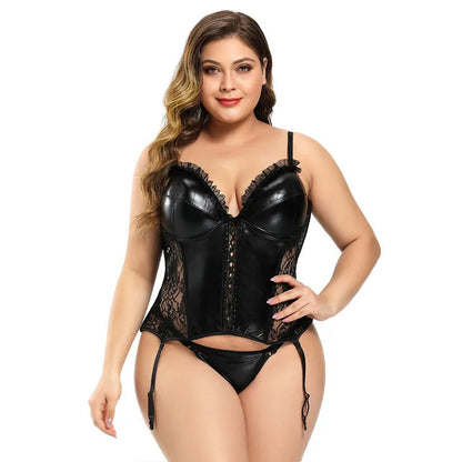 Women's Sexy Corset Lingerie Plus Size Hot Sexy Black Lace Bra Adjustable Straps Corset Top Female Slim Waist Bustier Corselet