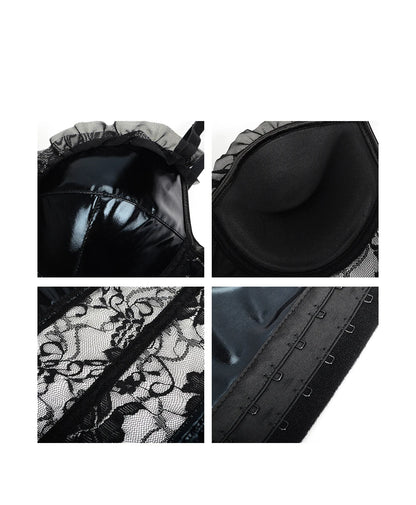 Women's Sexy Corset Lingerie Plus Size Hot Sexy Black Lace Bra Adjustable Straps Corset Top Female Slim Waist Bustier Corselet