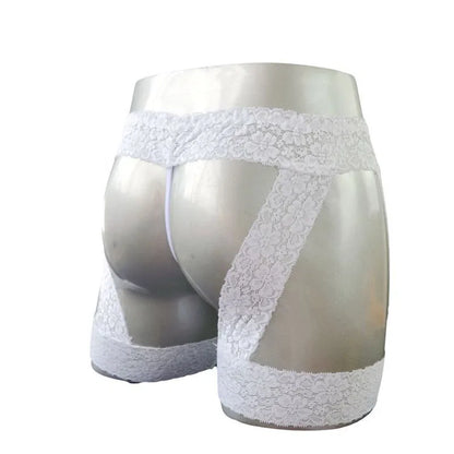 Sexy Lingerie for Him Lace Garter Belt Style Sissy Thong Underwear with Sheer G-String Under Pants Fantasy Underwear for Men