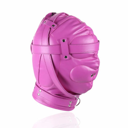 BDSM Bondage Full Hood Masks,Sensory Deprivation Gimp,SM Leather Padded Slave Role Play Hood With Breathing Hole,Couple Sex Toys