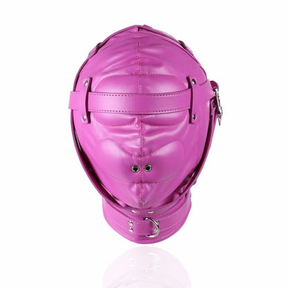 BDSM Bondage Full Hood Masks,Sensory Deprivation Gimp,SM Leather Padded Slave Role Play Hood With Breathing Hole,Couple Sex Toys