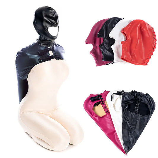 Cinturón de cuero BDSM para el brazo, con correas para la espalda, guante de bondage SM, máscara de esclavo con boca abierta, juguetes sexuales para adultos.