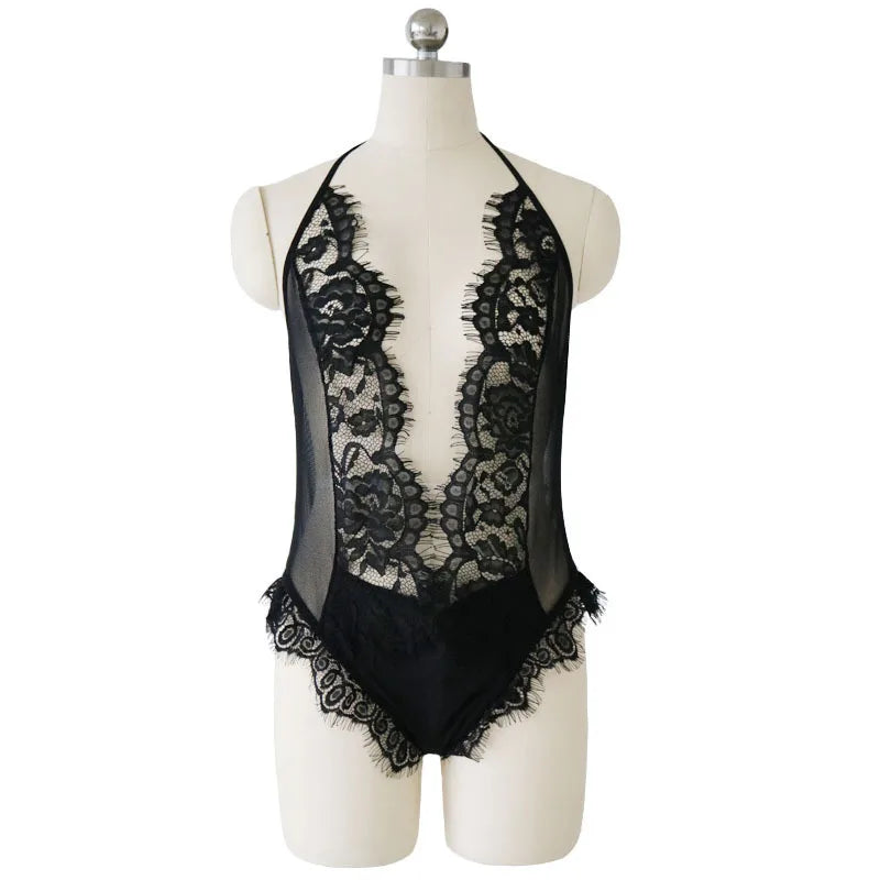 5XL Plus Size Women Sexy Lingerie Hot Erotic Apparel Porno Lace Flower Deep V Lace Underwear Nightwear Erotic Costumes