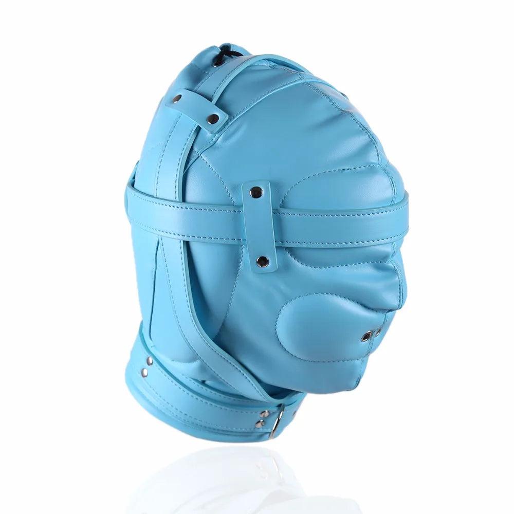 BDSM Bondage Full Hood Masks,Sensory Deprivation Gimp,SM Leather Padded Slave Role Play Hood With Breathing Hole,Couple Sex Toys