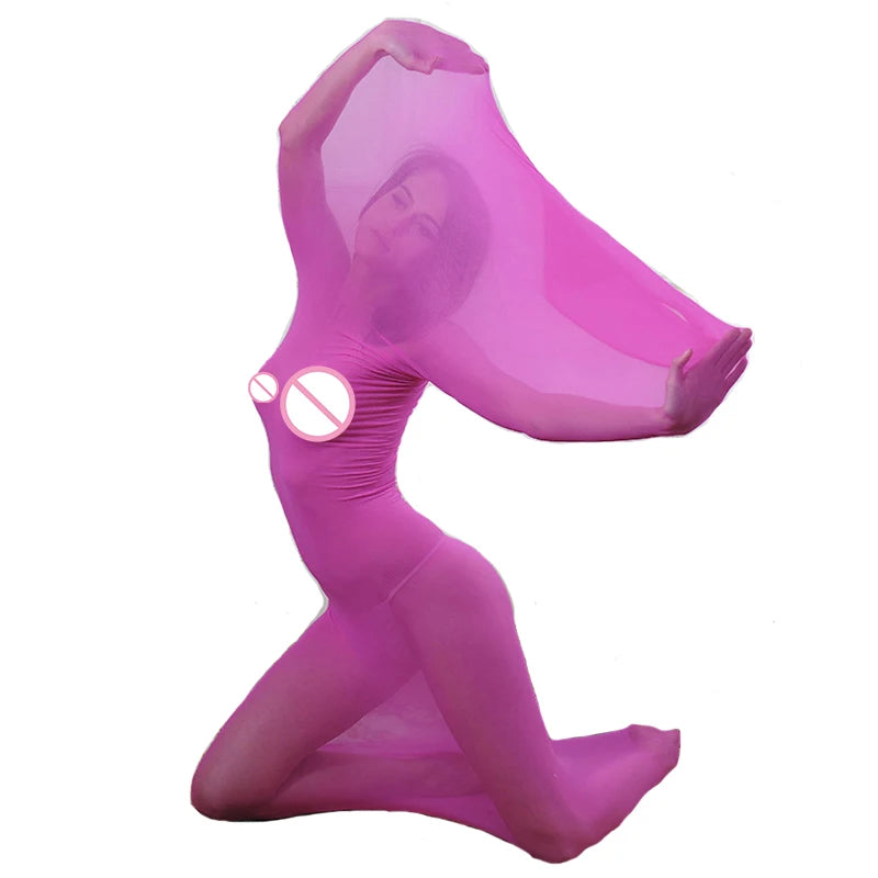Bodystocking, pantimedias, lencería sexy BDSM transparente, medias de cuerpo entero con funda tipo saco