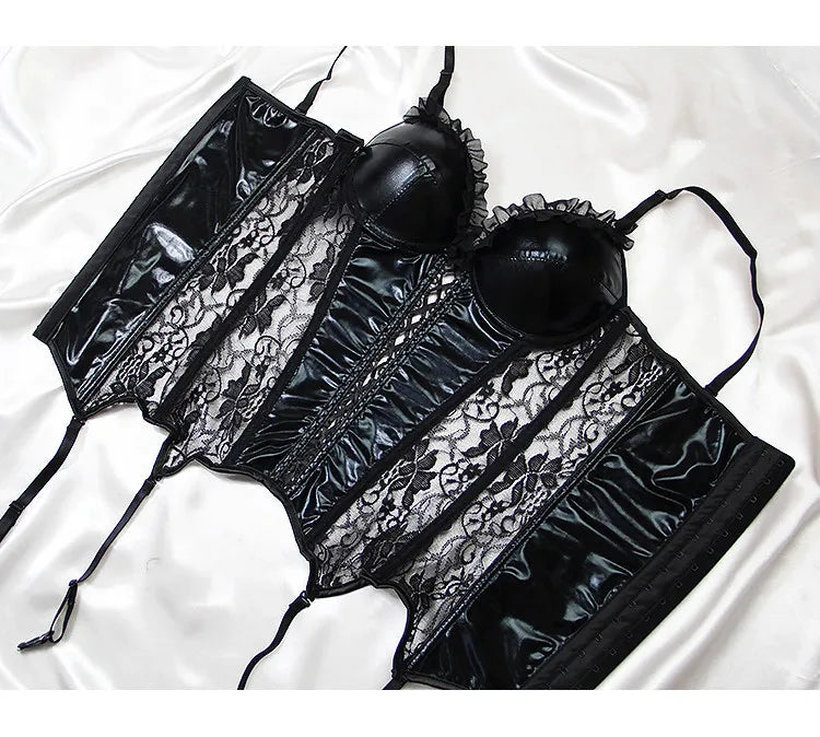 Women's Sexy Corset Lingerie Plus Size Hot Sexy Black Lace Bra Adjustable Straps Corset Top Female Slim Waist Bustier Corselet