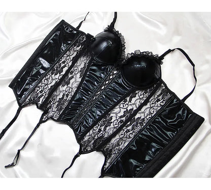 Women's Sexy Corset Lingerie Plus Size Hot Sexy Black Lace Bra Adjustable Straps Corset Top Female Slim Waist Bustier Corselet