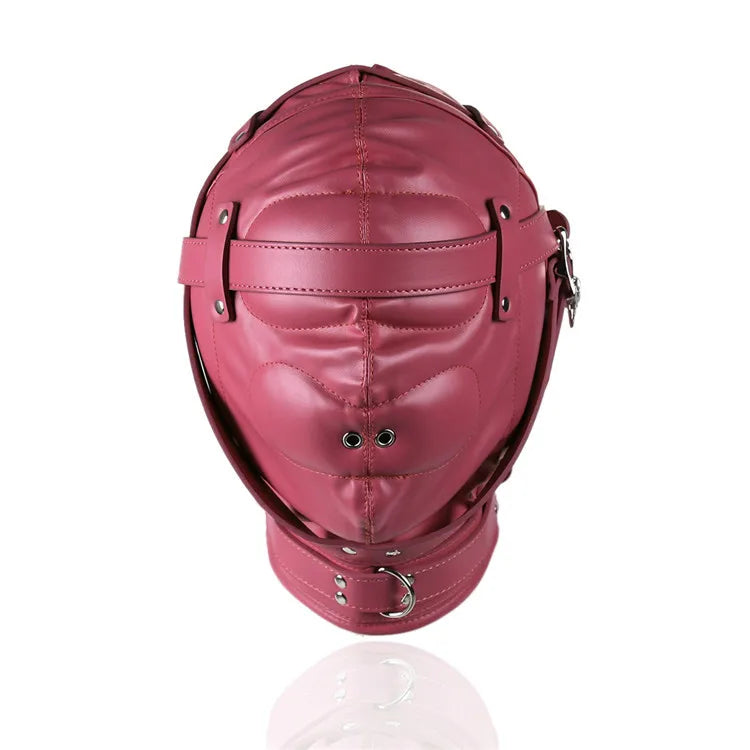 BDSM Bondage Full Hood Masks,Sensory Deprivation Gimp,SM Leather Padded Slave Role Play Hood With Breathing Hole,Couple Sex Toys