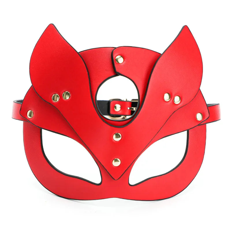 Máscara BDSM, juguetes sexuales para mujeres, ataduras de bondage, cuero, sexy, cosplay, máscara de conejo con orejas de gato, fiesta de mascaradas, cosplay facial