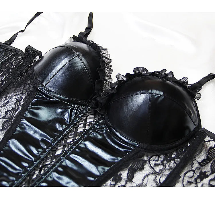 Women's Sexy Corset Lingerie Plus Size Hot Sexy Black Lace Bra Adjustable Straps Corset Top Female Slim Waist Bustier Corselet