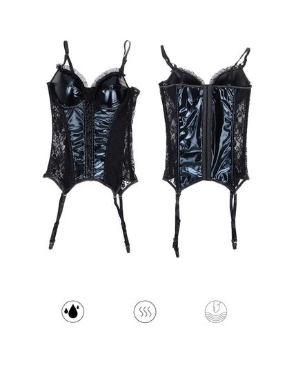 Women's Sexy Corset Lingerie Plus Size Hot Sexy Black Lace Bra Adjustable Straps Corset Top Female Slim Waist Bustier Corselet