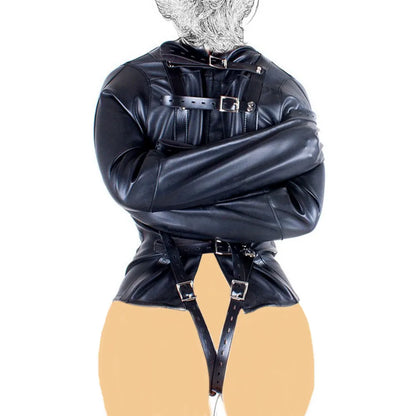 Camisa de fuerza de cuero para ataduras sexuales BDSM, disfraz sexy para cosplay, juguetes sexuales para mujeres