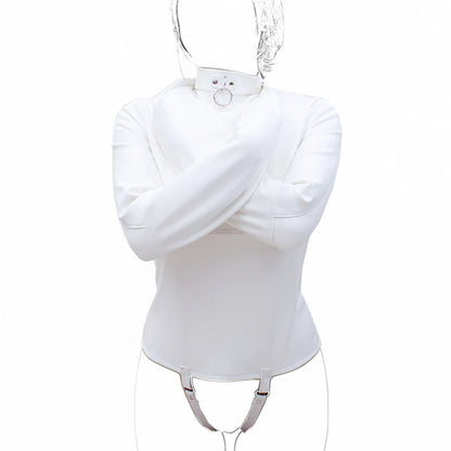 Camisa de fuerza de cuero para ataduras sexuales BDSM, disfraz sexy para cosplay, juguetes sexuales para mujeres