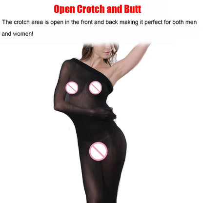 Bodystocking, pantimedias, lencería sexy BDSM transparente, medias de cuerpo entero con funda tipo saco