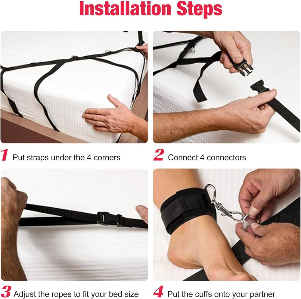 BDSM Bettfesseln Sex Handschellen Fußfesseln SM Sklave Sadistisches Sex-Set Paar Erwachsene Sex-Spielzeug-Set 18+ Erwachsene Sexspielzeug