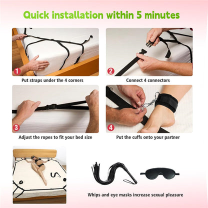BDSM Bettfesseln Sex Handschellen Fußfesseln SM Sklave Sadistisches Sex-Set Paar Erwachsene Sex-Spielzeug-Set 18+ Erwachsene Sexspielzeug