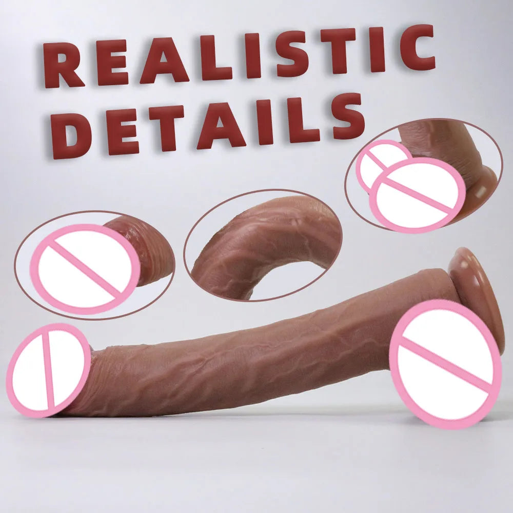 14.2 Inch Realistic Dildo Sex Toy, Huge Thick Dildo Like Skin with Powerful Suction Cup, Hands-Free, Realistic Silicone Sex Toy
