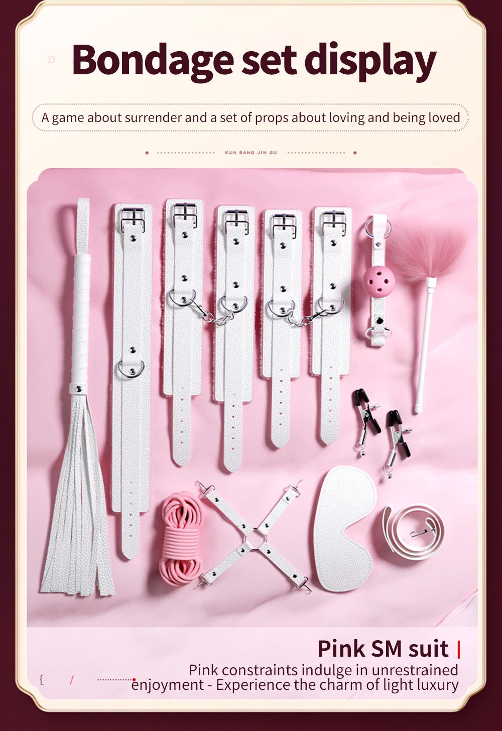 Bdsm Bondage Set Restraint Adult Game Handcuff Neck Collar Wrist Mouth Gag Strap Fetish SM Sex Toys for Woman Couples Product