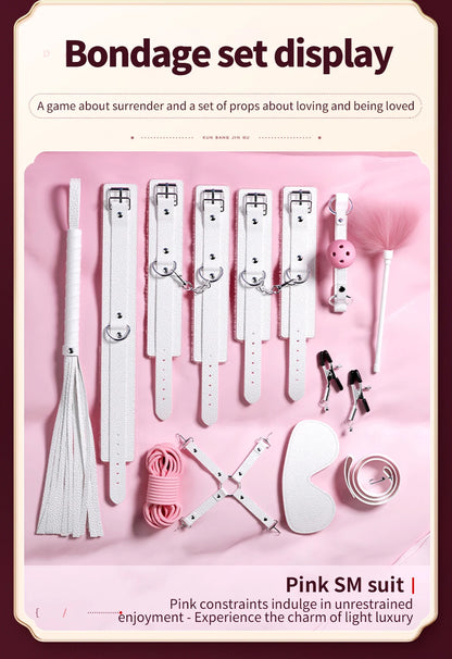 Bdsm Bondage Set Restraint Adult Game Handcuff Neck Collar Wrist Mouth Gag Strap Fetish SM Sex Toys for Woman Couples Product