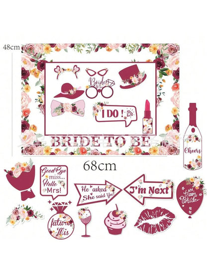 25pcs Bachelorette Party Rose Gold Photo Booth Props Set - Handheld Frame, Perfect for Bridal Showers & Wedding Celebrations