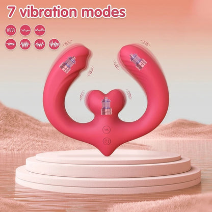 Consolador vibrador de doble punta para punto G, para mujeres y parejas lesbianas, 7 modos, sin tirantes, con control remoto, ideal para adultos.