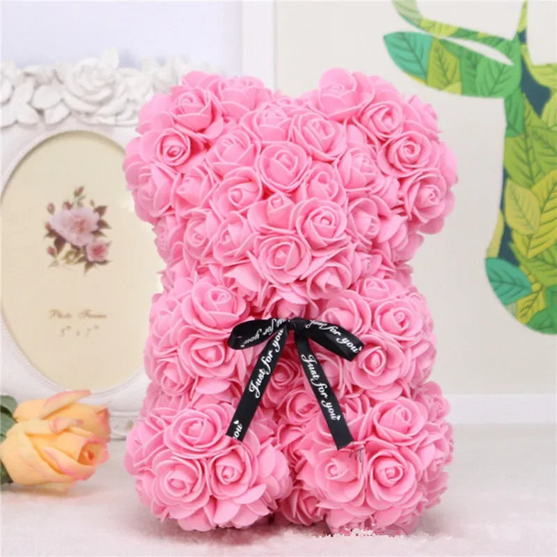 Oso de espuma artificial de 25 cm, rosa, regalo romántico y creativo para San Valentín, Día de la Madre, aniversario y boda.