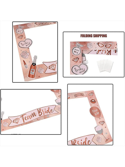 25pcs Bachelorette Party Rose Gold Photo Booth Props Set - Handheld Frame, Perfect for Bridal Showers & Wedding Celebrations