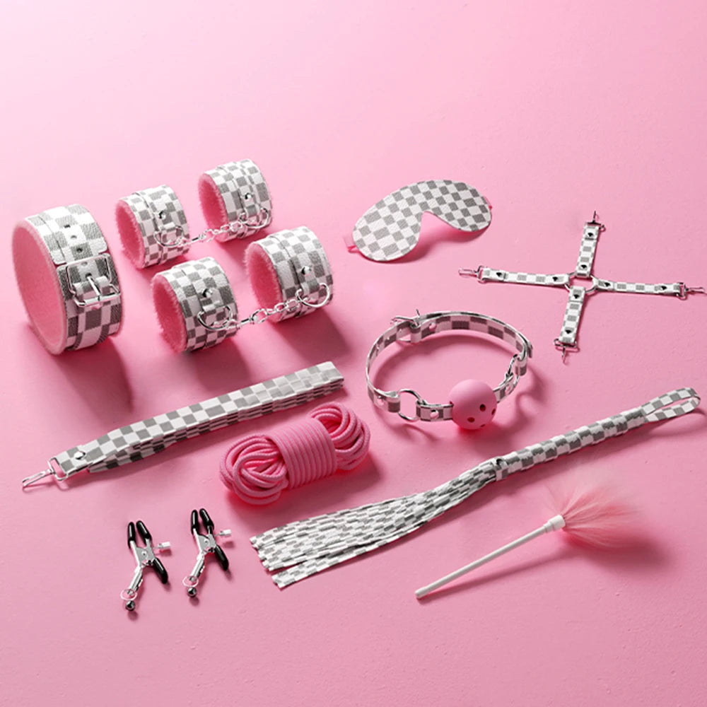 Bdsm Bondage Set Restraint Adult Game Handcuff Neck Collar Wrist Mouth Gag Strap Fetish SM Sex Toys for Woman Couples Product