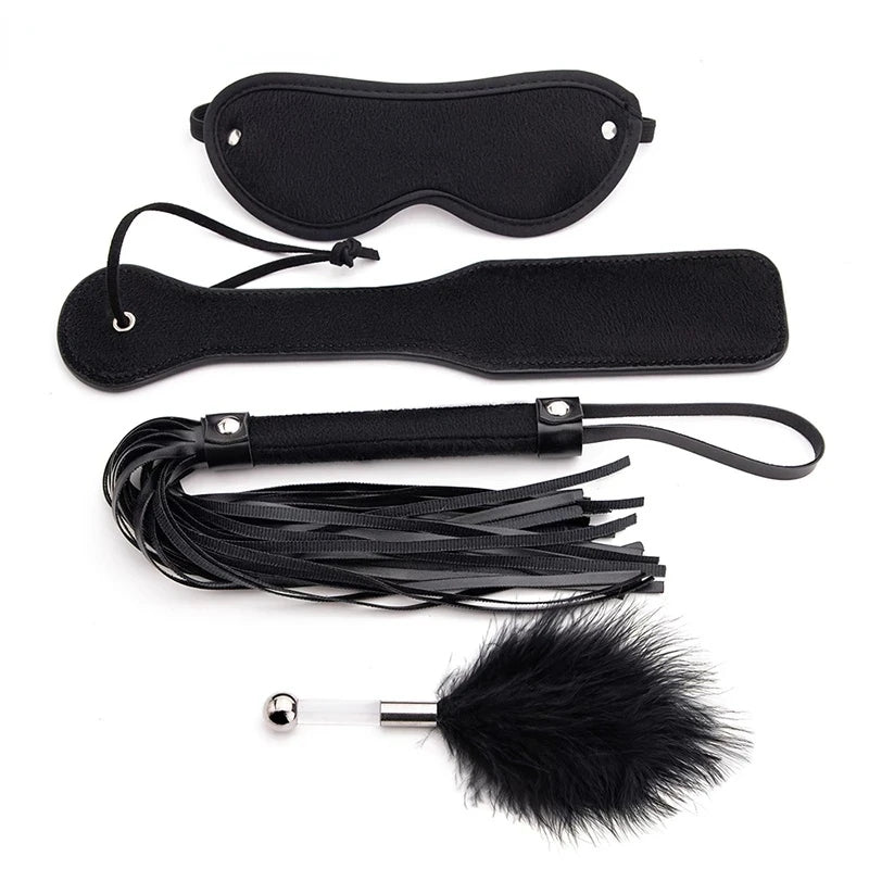 Kit de bondage SM BDSM para adultos de 4 piezas, juguete sexual de cuero premium para parejas
