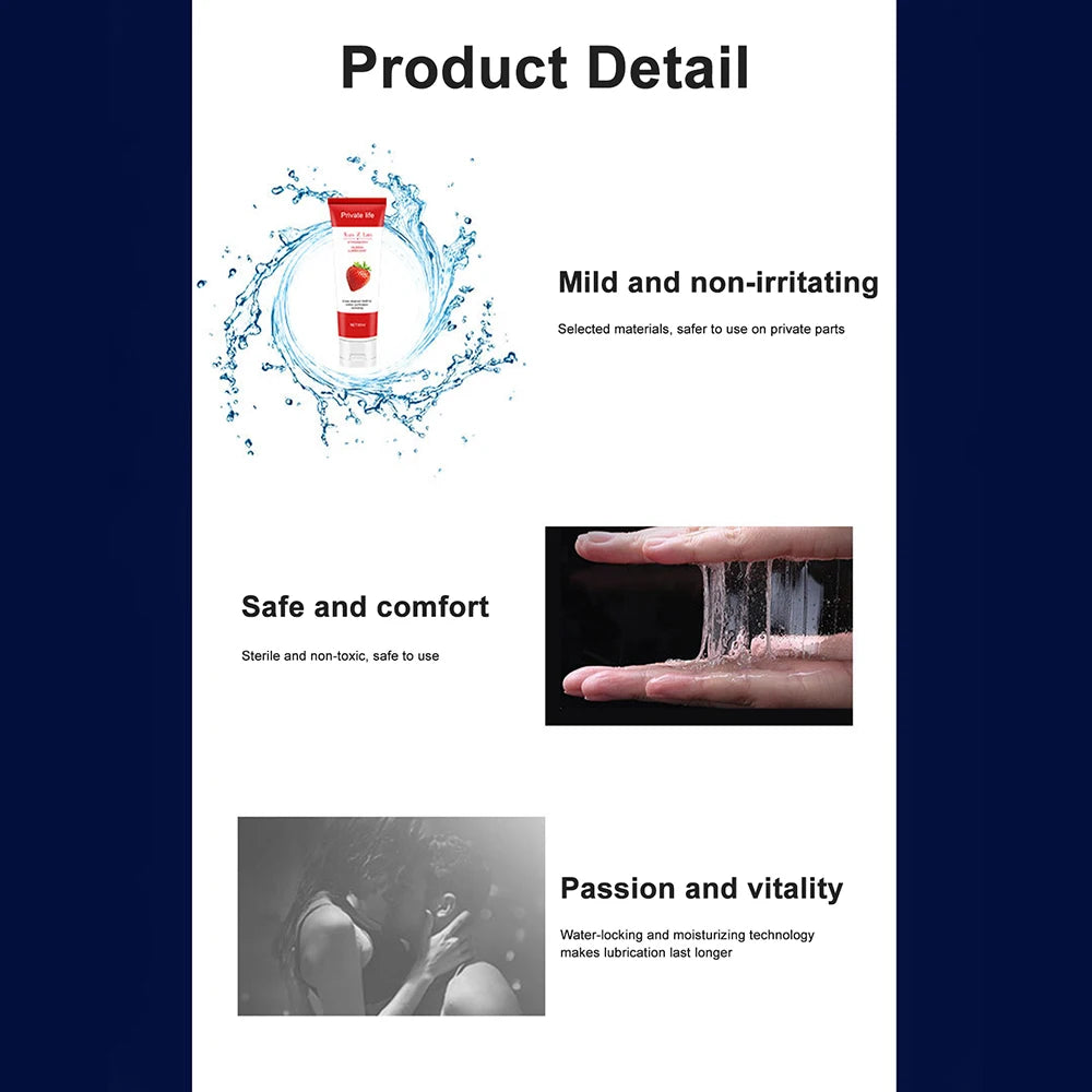 Sex Lubricant Lubricant for Sex Strawberry Flavor Lube Water Based Lubricant Oral Sex Anal Sex Masturbation Vagina Orgasm Gel