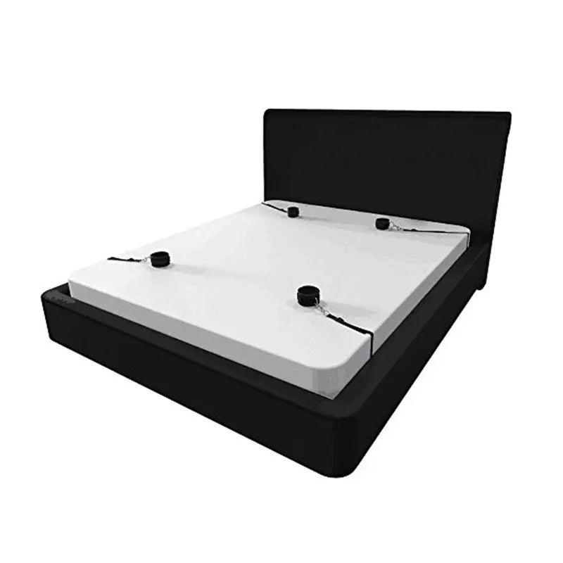 BDSM Bondage Restraint Set for Couples – Adjustable Handcuffs & Ankle Cuffs with Bed Straps,Soft SM Cuffs for Erotic Adult Games