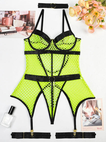 JSY Sexy Lingerie Set For Women's Body Underwear Transparent Mesh Nightgown Bodysuit Sleepwear Erotic Lingerie Porno Costumes