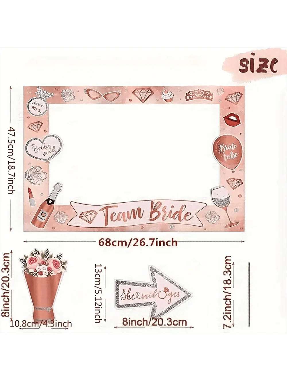 25pcs Bachelorette Party Rose Gold Photo Booth Props Set - Handheld Frame, Perfect for Bridal Showers & Wedding Celebrations