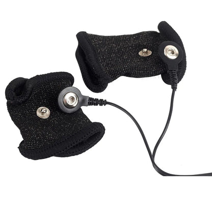 Funda de pene con fibra conductora para electrochoque BDSM, anillos para escroto, estimulación eléctrica, terapia de pene, productos sexuales masculinos para agrandar el pene.