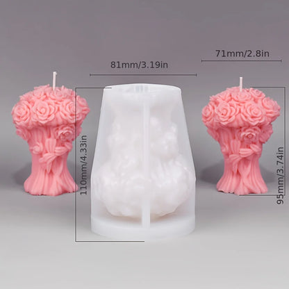 Molde de silicona para jabón de peonía de ratán con forma de columna de flores de rosas románticas para decoración de cenas a la luz de las velas de chocolate para San Valentín