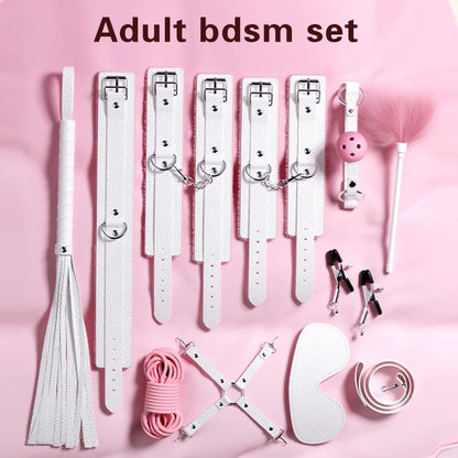 Bdsm Bondage Set Restraint Adult Game Handcuff Neck Collar Wrist Mouth Gag Strap Fetish SM Sex Toys for Woman Couples Product