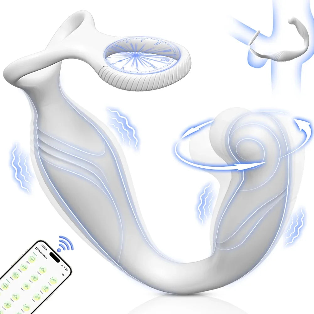 Juguetes sexuales masculinos, vibrador giratorio para hombres, masajeador de próstata, anillo doble para el pene, anillos para el pene, tapón anal vibrador, juguete anal para hombres.