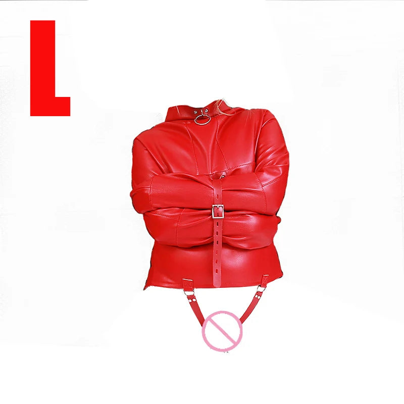 BDSM Leather Armbinder Restraint Straitjacket Sex Toy,Straight Jacket Bondage Adjustable Belt,Slave Cosplay Women's Sexy Costume